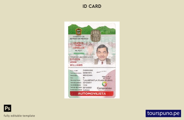 Plantilla versión ID de MÉXICO lista para imprimir